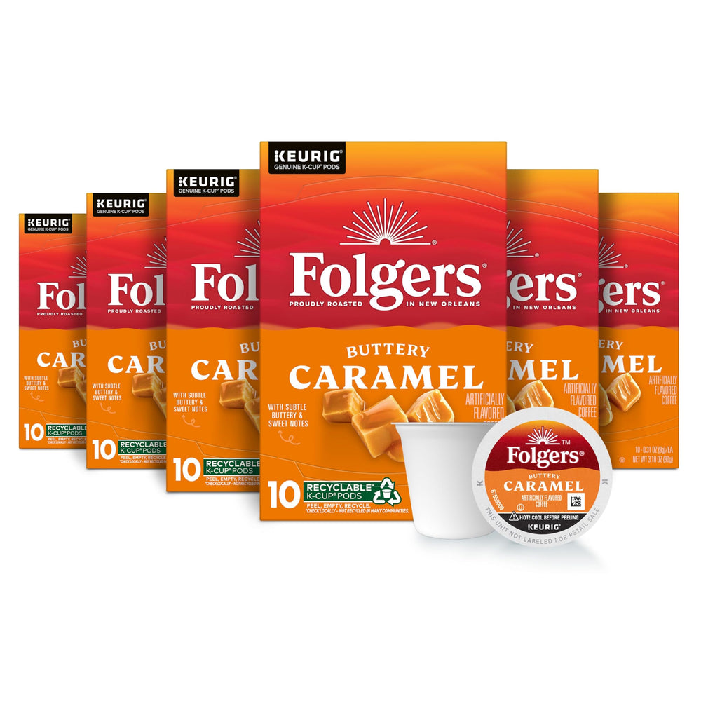 Folgers cápsulas frente del empaque mostrando 60 unidades y conveniencia