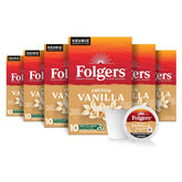 Folgers French Vanilla front packaging showing 60-count and branding for convenient storage