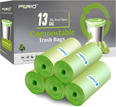 FORID paquete frontal mostrando 80 bolsas compostables y 5 rollos, almacenamiento compacto