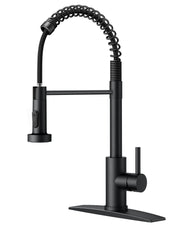 FORIOUS black faucet front view showcasing high-arc clearance and sleek finish benefit