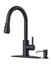 FORIOUS faucet front view showcasing matte black finish and sleek design benefit: modern look
