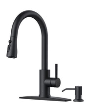 FORIOUS faucet front view showcasing matte black finish and sleek design benefit: modern look