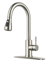 FORIOUS front view brushed nickel faucet showcasing tall arc and clean finish for style