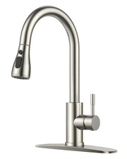 FORIOUS front view brushed nickel faucet showcasing tall arc and clean finish for style