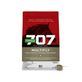 Formula 707 front package showing MultiFly 5 lb bag and product branding benefits