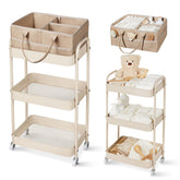 Fortella caddy frontal taupe mostrando los tres niveles y organización práctica