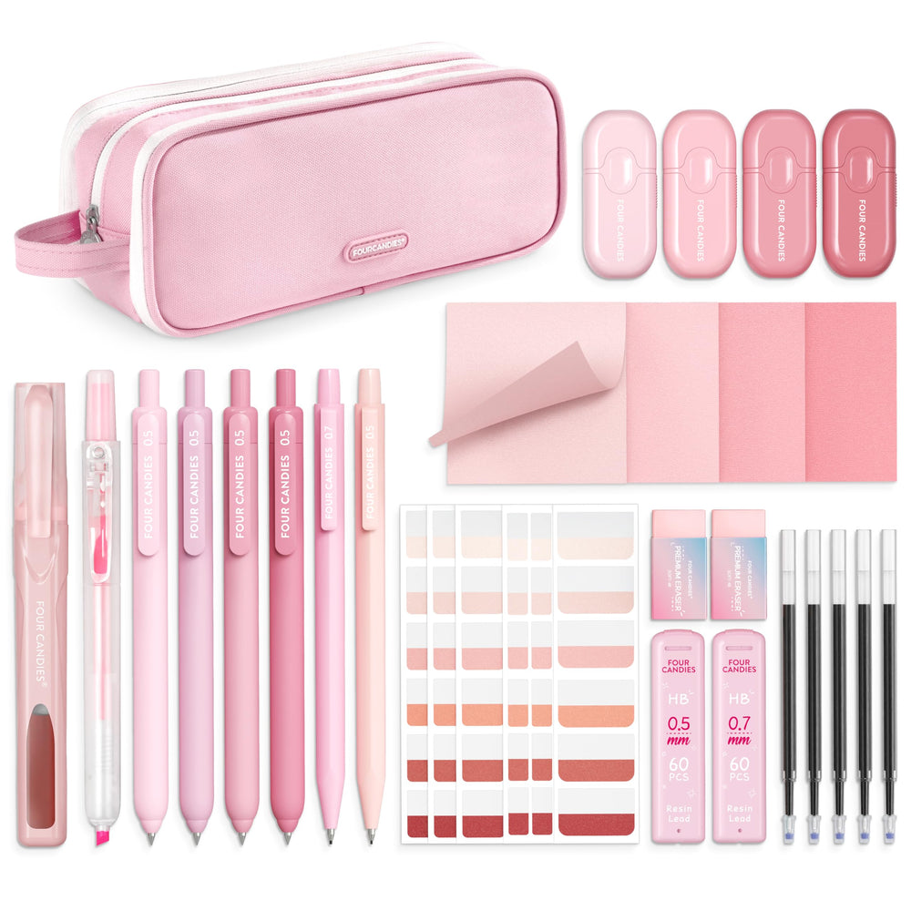 Four Candies estuche frontal rosa, organización práctica y estética
