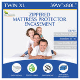 Four Seasons Essentials front packaging showing Twin XL protector and benefits