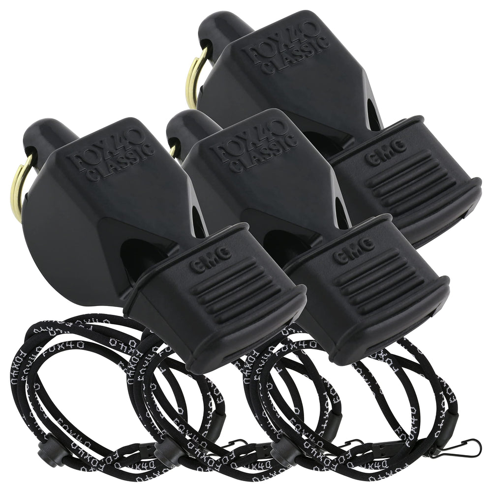 Fox 40 Classic CMG front view showing whistle and lanyard, reliable signaling benefit
