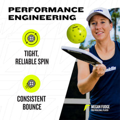 Franklin Sports X-40 in play during forehand rally demonstrating visibility