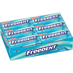 Freedent frente del paquete mostrando marca y cantidad, conveniencia visible