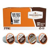 Fresh Roasted Coffee empaque frontal mostrando 96 cápsulas y variedad
