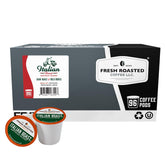 Fresh Roasted Coffee front packaging showing 96-count pods and dark roast label benefit convenience