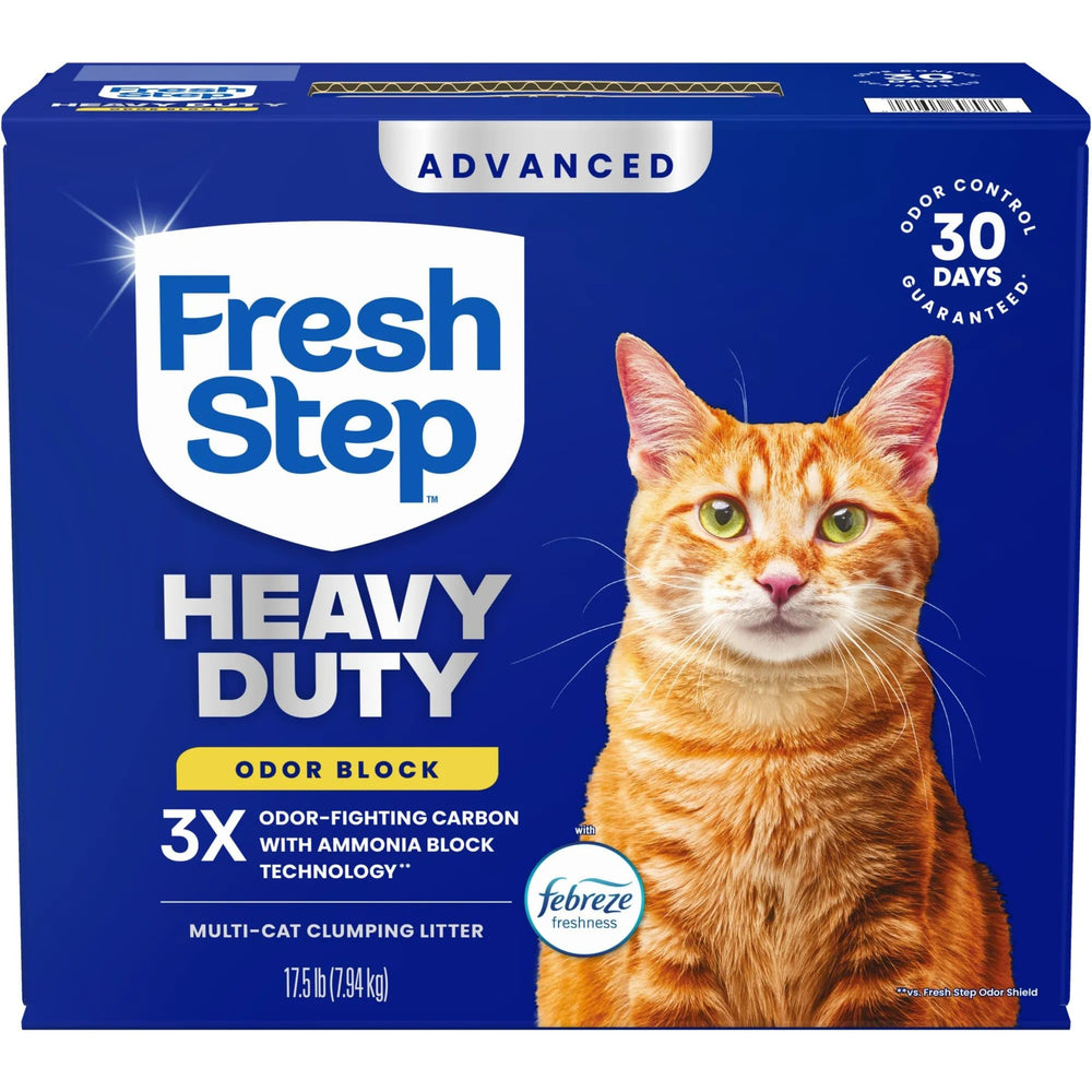 Fresh Step empaque frontal 17,5 lb muestra beneficios y fácil transporte