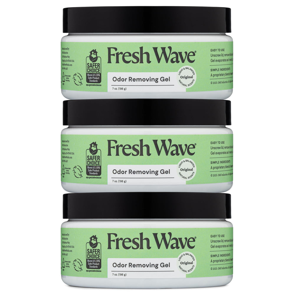 Fresh Wave envase frontal mostrando gel y marca, neutraliza olores rápidamente