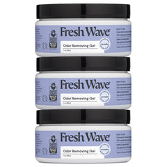 Fresh Wave frasco frontal mostrando gel lavanda y beneficios de neutralizar olores