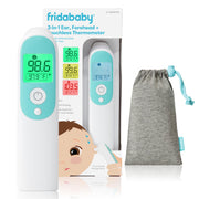 Frida Baby front view showing compact thermometer and quick-read benefit