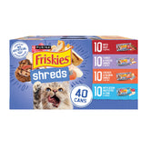 Friskies front packaging shows variety pack and convenient selection benefit