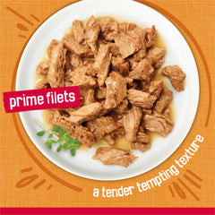 Friskies lata abierta con porción lista para servir, comodidad al instante
