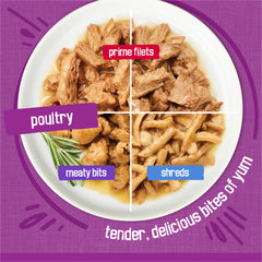 Friskies Purina close-up de desmenuzado para apetito y digestión