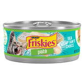 Friskies lata Sea Captain's Choice vista frontal, atrae al gato con aroma