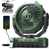 FRIZCOL ventilador frontal verde mostrando diseño portátil y batería potente