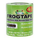 FrogTape paquete frontal cuatro rollos, fácil identificación y ahorro