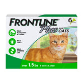 FRONTLINE Plus imagen frontal del paquete mostrando seis pipetas y marca confiable