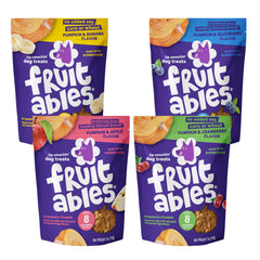 Fruitables frontal del paquete mostrando los cuatro sabores, conveniente para elegir