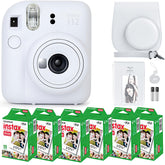 Fujifilm Instax Mini 12 frontal color Clay White mostrando diseño compacto y fácil uso