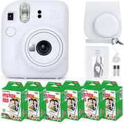 Fujifilm Instax Mini 12 frontal color Clay White mostrando diseño compacto y fácil uso