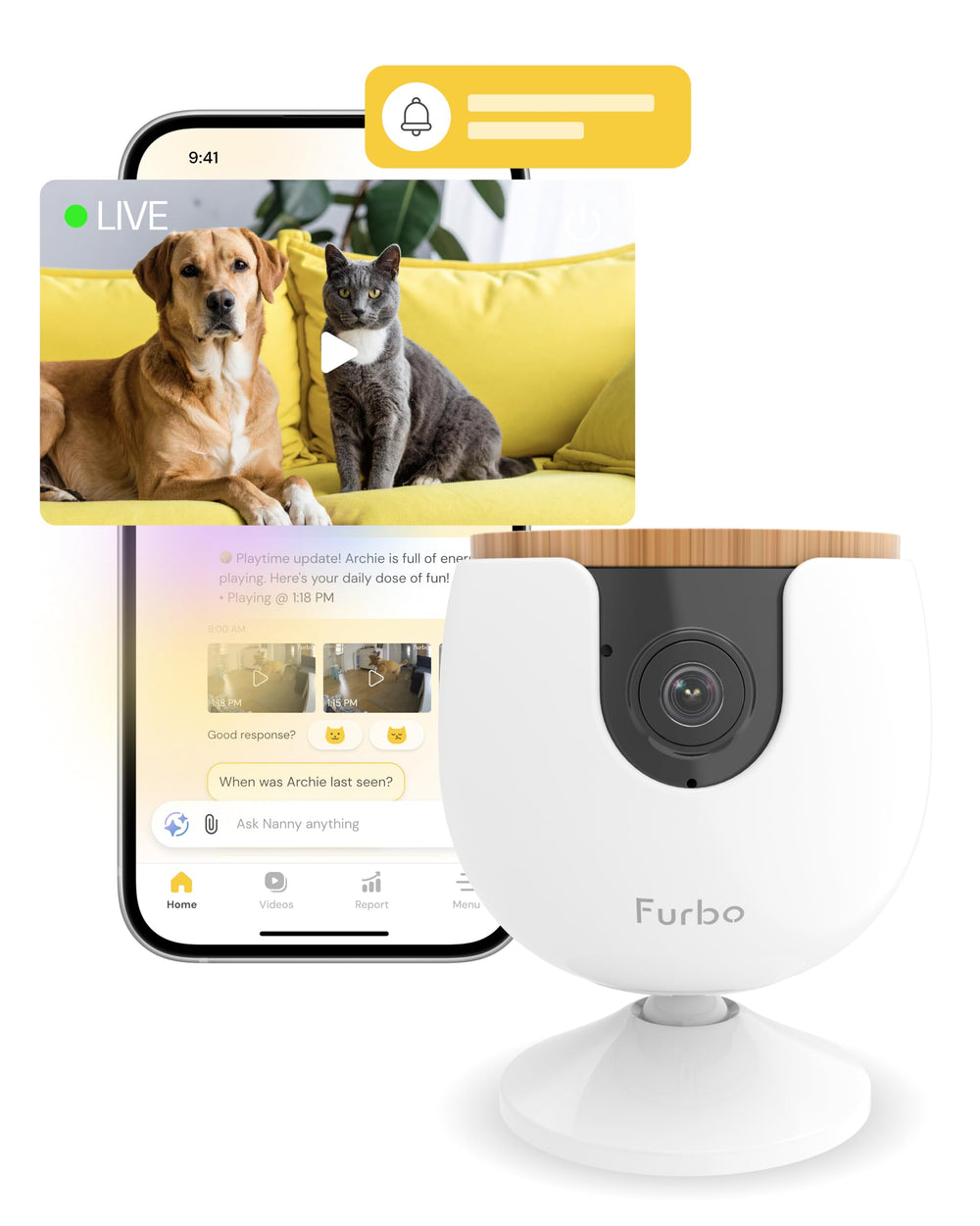 Furbo Mini vista frontal mostrando diseño compacto y fácil instalación
