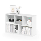 Furinno estantería frontal mostrando 5 cubos y ahorro de espacio