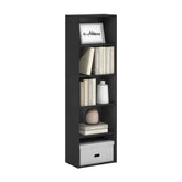 Furinno LUDER vista frontal mostrando 5 niveles y acabado blackwood útil organizando