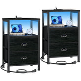 Furologee front view of both nightstands showing storage and finish, enhances bedroom organization