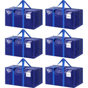 FYGRIP front view of six blue moving bags showing capacity and durability