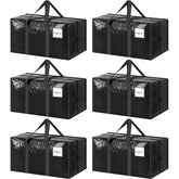 FYGRIP front view of six black moving bags showing compact pack and durability