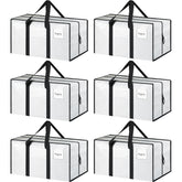 FYGRIP front view of six white moving bags showing capacity and organization benefit