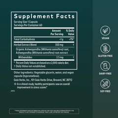Gaia Herbs etiqueta con información de ingrediente y trazabilidad