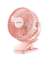 Gaiatop vista frontal del ventilador clip mostrando diseño compacto y control de velocidad