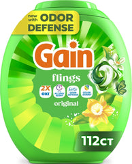 Gain envase frontal 112 pacs mostrando conveniencia y tamaño