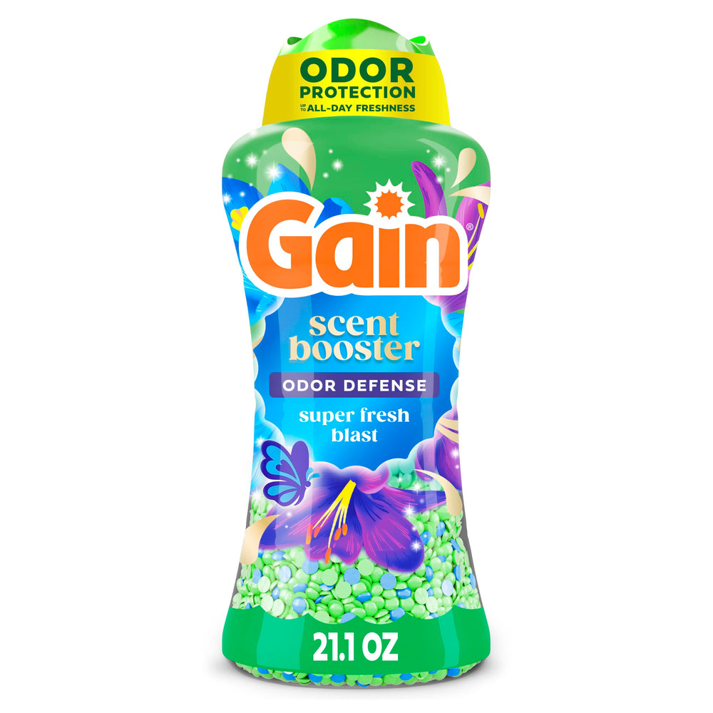 Gain envase frontal Super Fresh Blast mostrando diseño y volumen