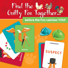 Gamewright Outfoxed fichas y tarjetas de sospechosos que facilitan deducción