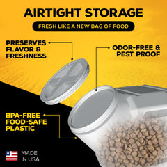 Gamma2 scoop inside bin with kibble showing easy portioning and reduced cross-contamination