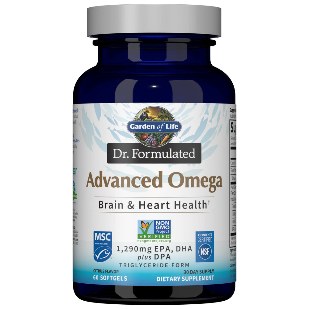 Garden of Life front packaging showing lemon omega fish oil for clarity and trust