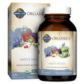 Garden of Life frasco frontal mostrando 120 tabletas y beneficios orgánicos