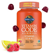 Garden of Life frasco frontal mostrando gomitas y etiqueta clara