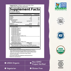 Garden of Life etiqueta con certificaciones orgánicas y sin gluten que aporta confianza