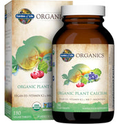 Garden of Life front label showing organic plant calcium and vegan D3 benefit