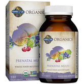 Garden of Life front packaging showing organic prenatal benefits and certifications